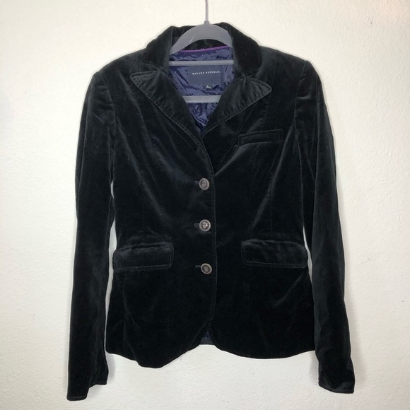 Banana Republic Black Velvet Blazer Size 2 - Picture 1 of 8